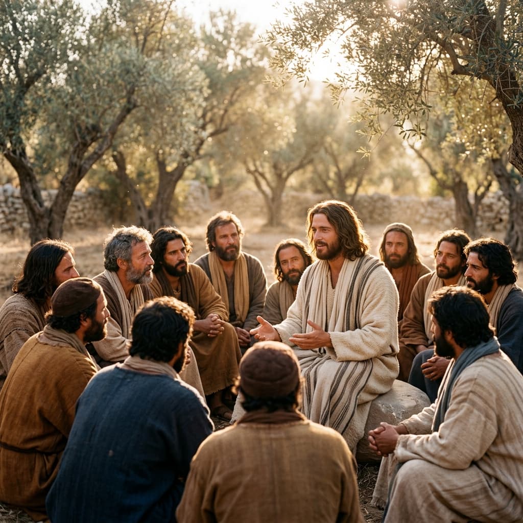 Jesus speaking to his disciples